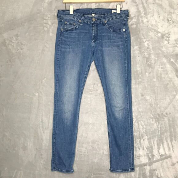 Rag & Bone Capri Jean Womens 27 Medium Blue Mid Rise Cotton Stretch Crop - Picture 1 of 11